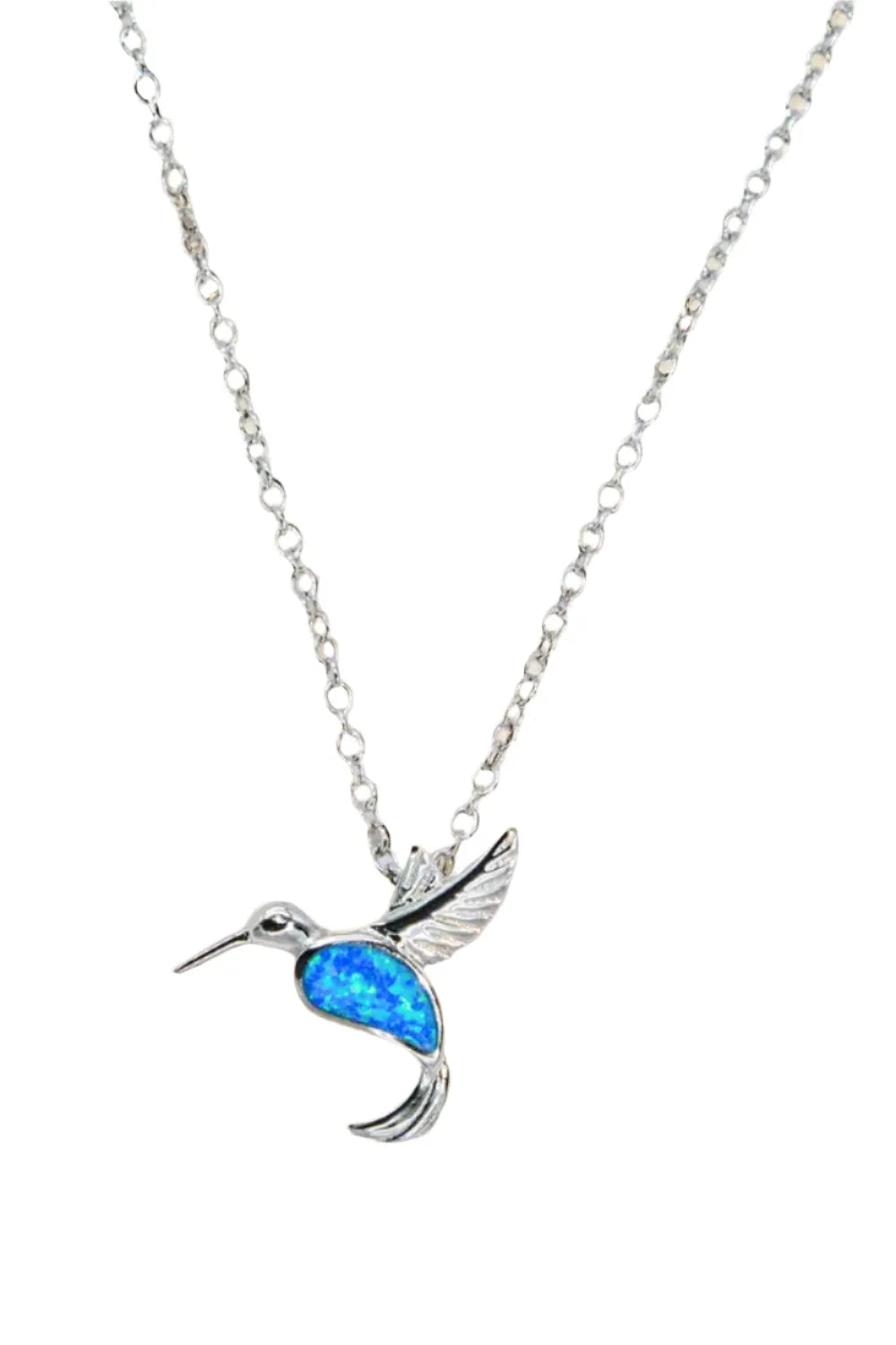 Opal Hummingbird Sterling Silver Necklace - Liss & Lex