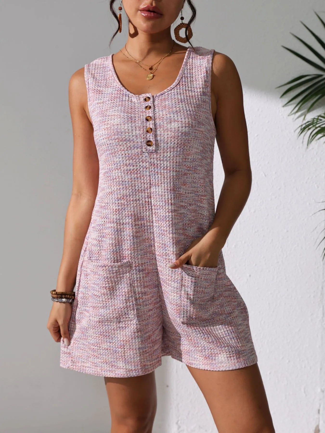 Button Front Romper with Pockets - Liss & Lex