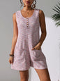 Button Front Romper with Pockets - Liss & Lex