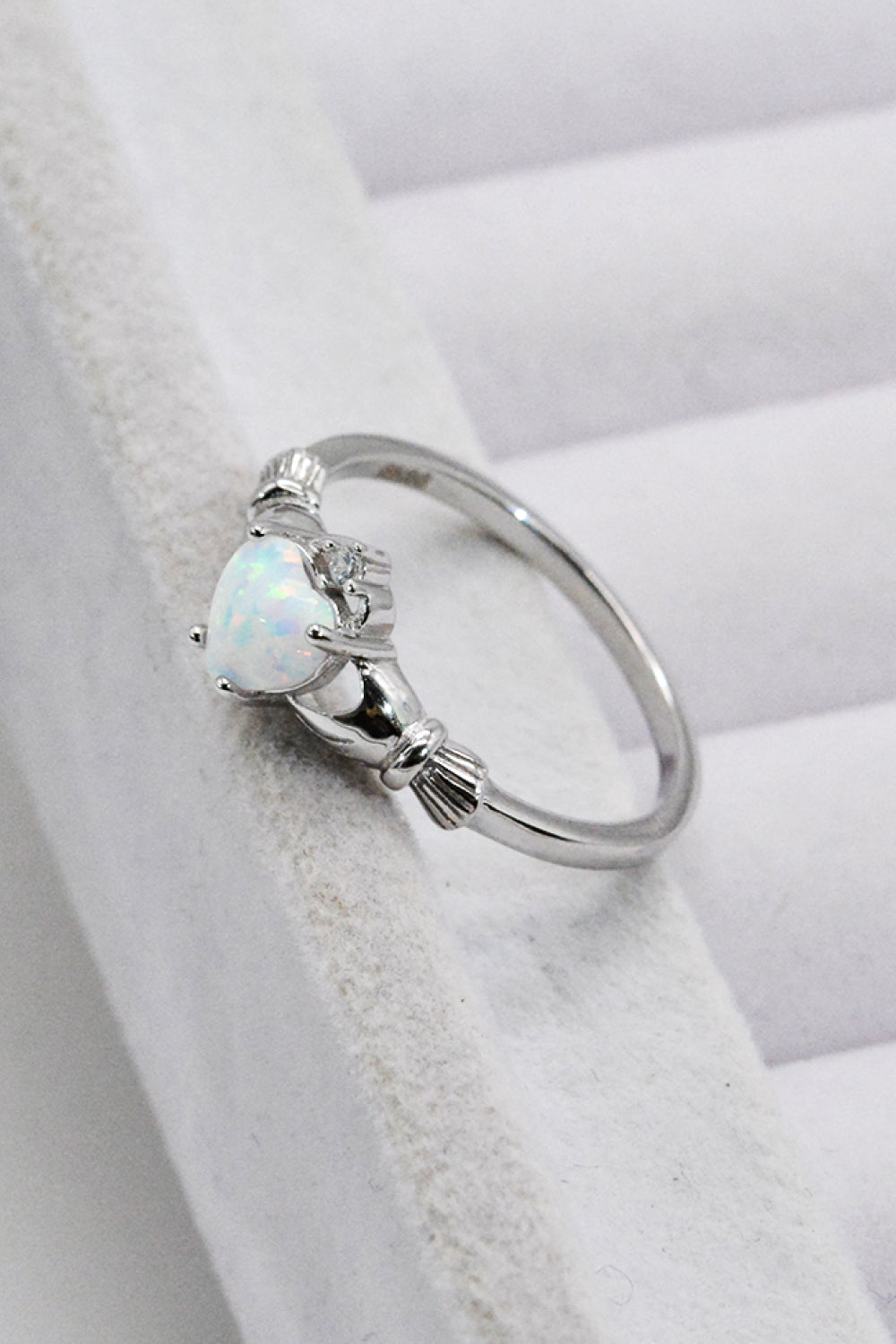 Claddagh Opal Heart Ring