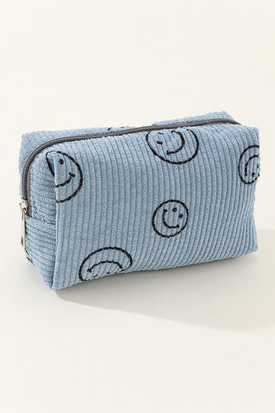 Smiley Face Corduroy Cosmetic Pouch - Liss & Lex