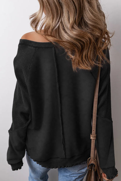 Exposed Seam Long Sleeve Sweatshirt - Liss & Lex