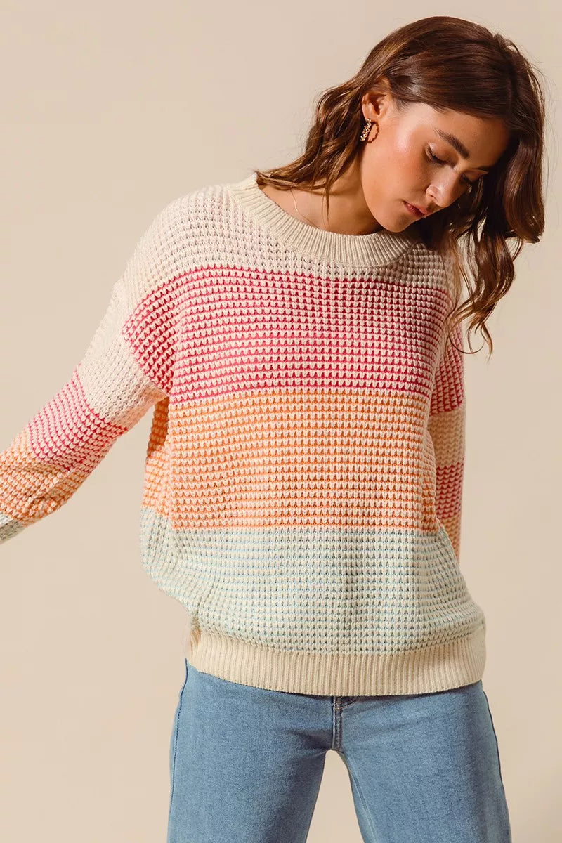 Multi Color Long Sleeve Sweater - Liss & Lex