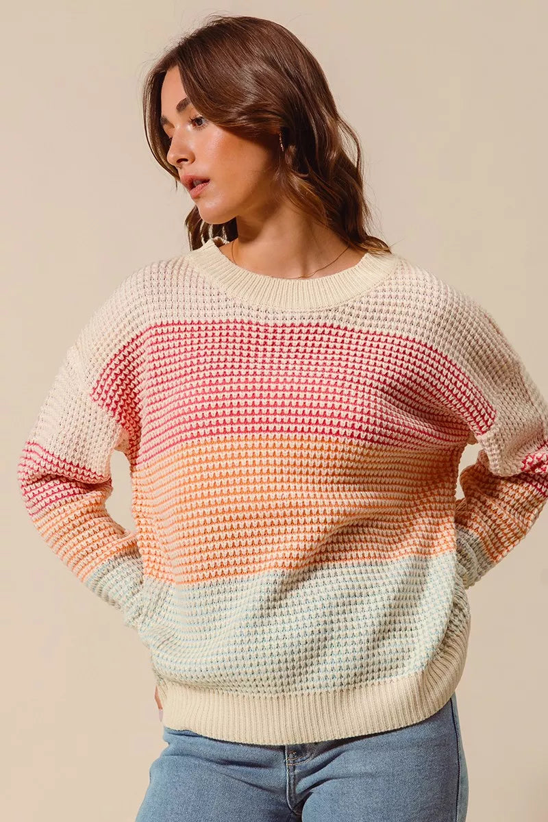 Multi Color Long Sleeve Sweater - Liss & Lex