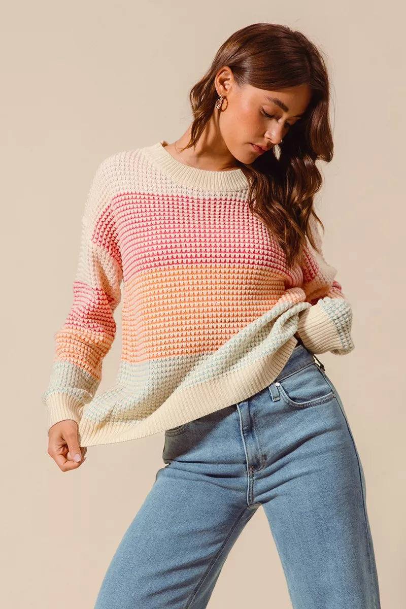 Multi Color Long Sleeve Sweater - Liss & Lex