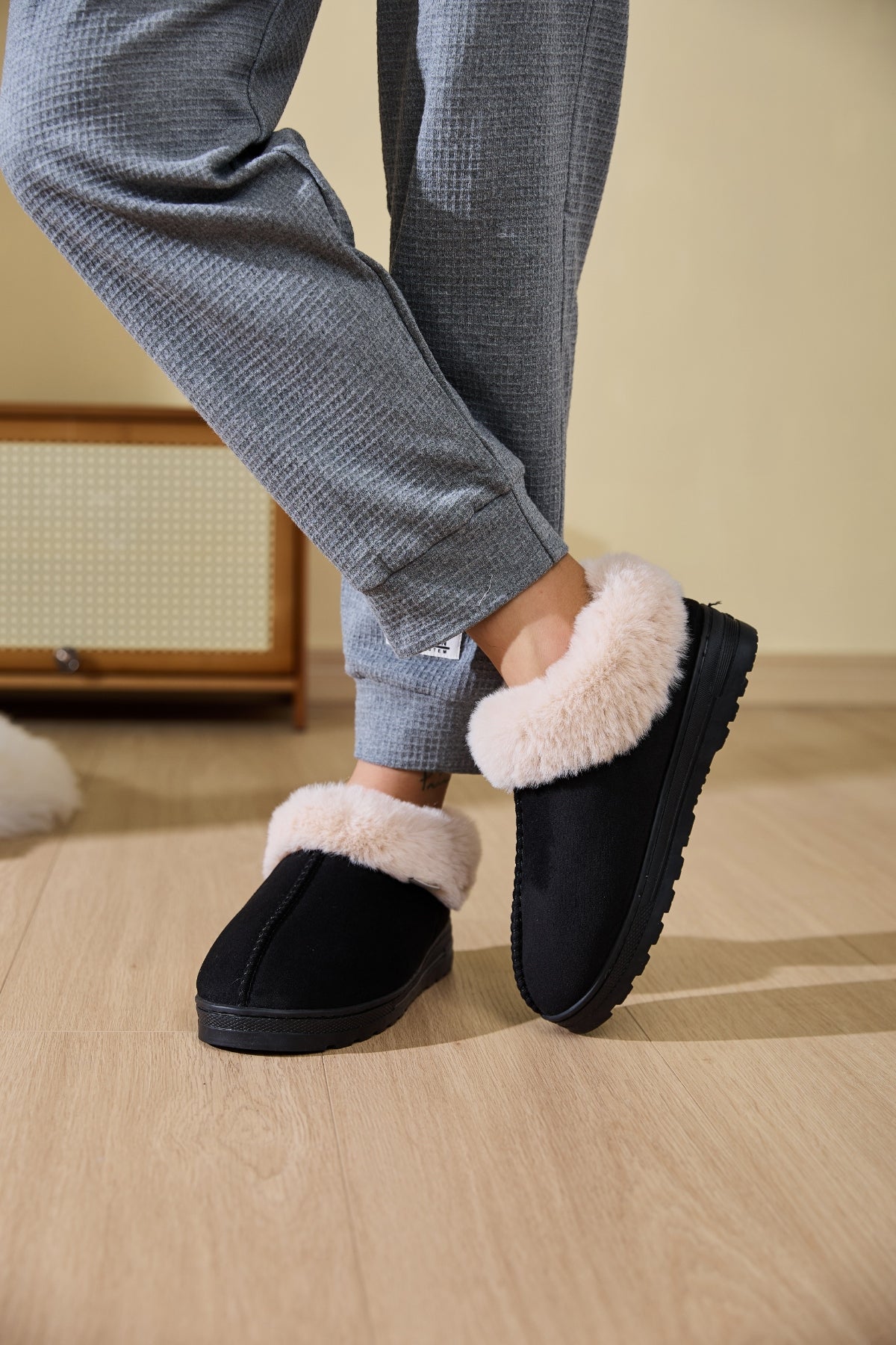 Faux Fur Platform Slippers