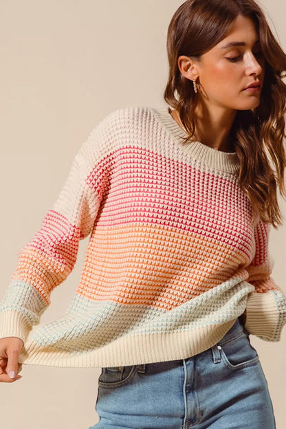 Multi Color Long Sleeve Sweater - Liss & Lex