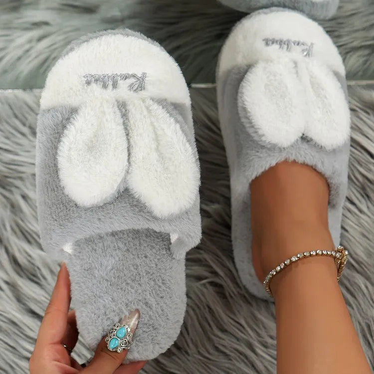 Rabbit Ears Round Toe Slippers - Liss & Lex