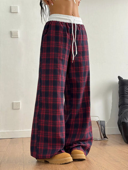 Plaid Wide-Leg Pants - Liss & Lex