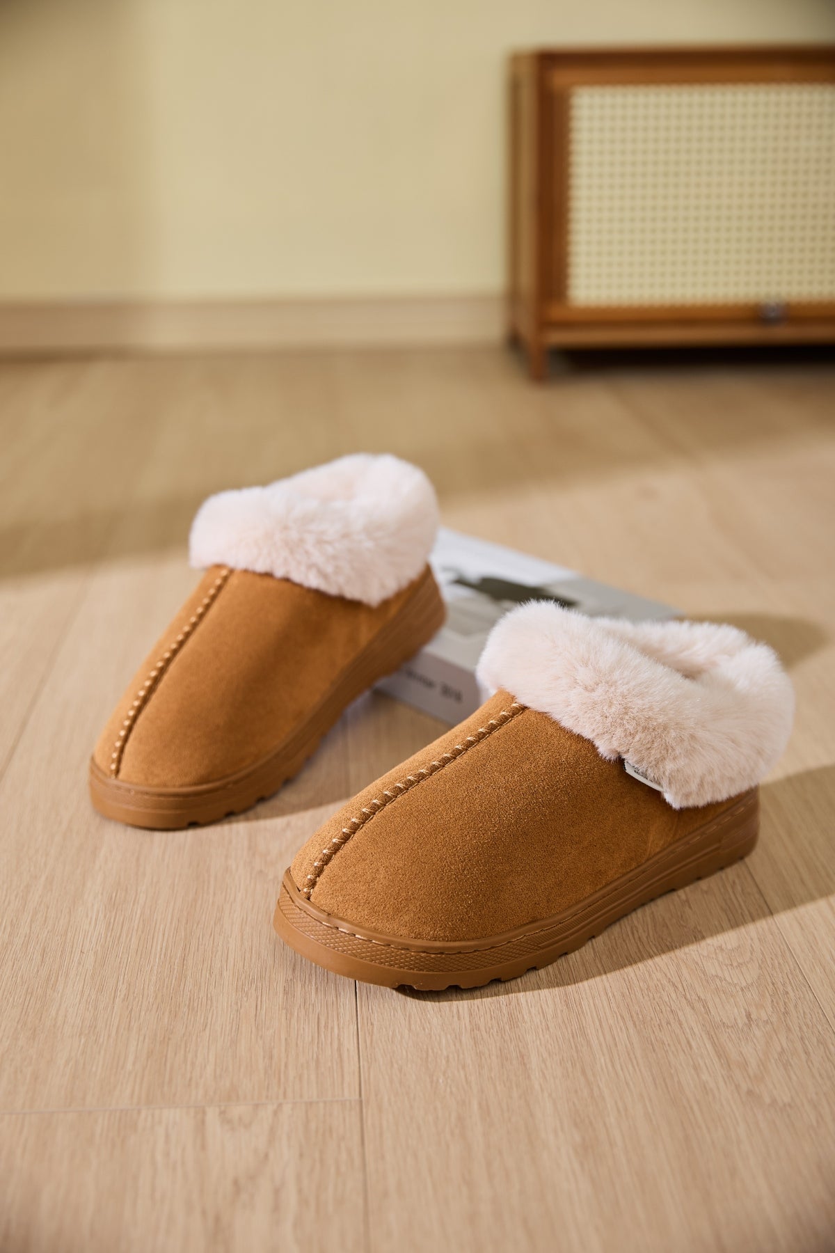 Faux Fur Platform Slippers