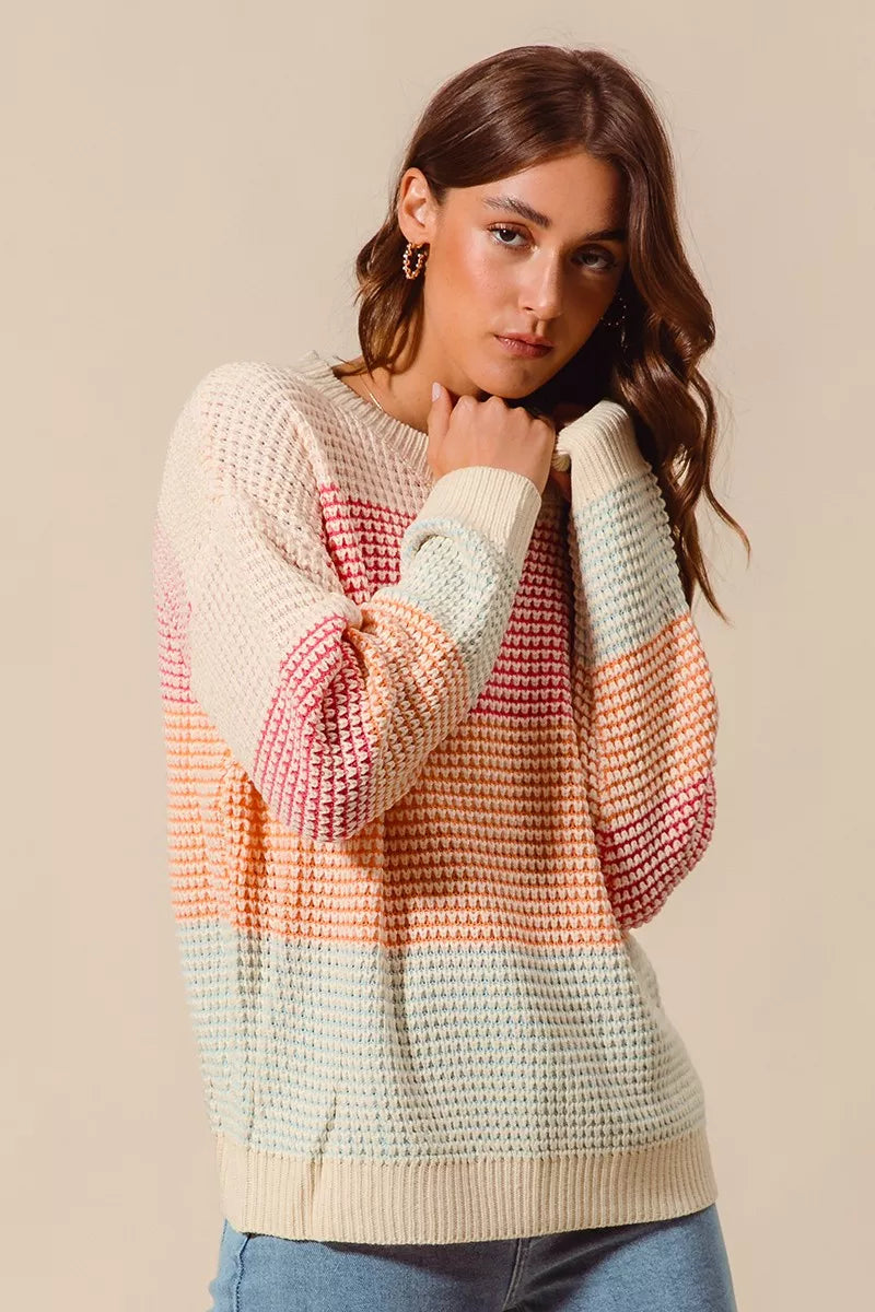 Multi Color Long Sleeve Sweater - Liss & Lex