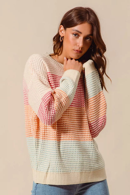 Multi Color Long Sleeve Sweater - Liss & Lex
