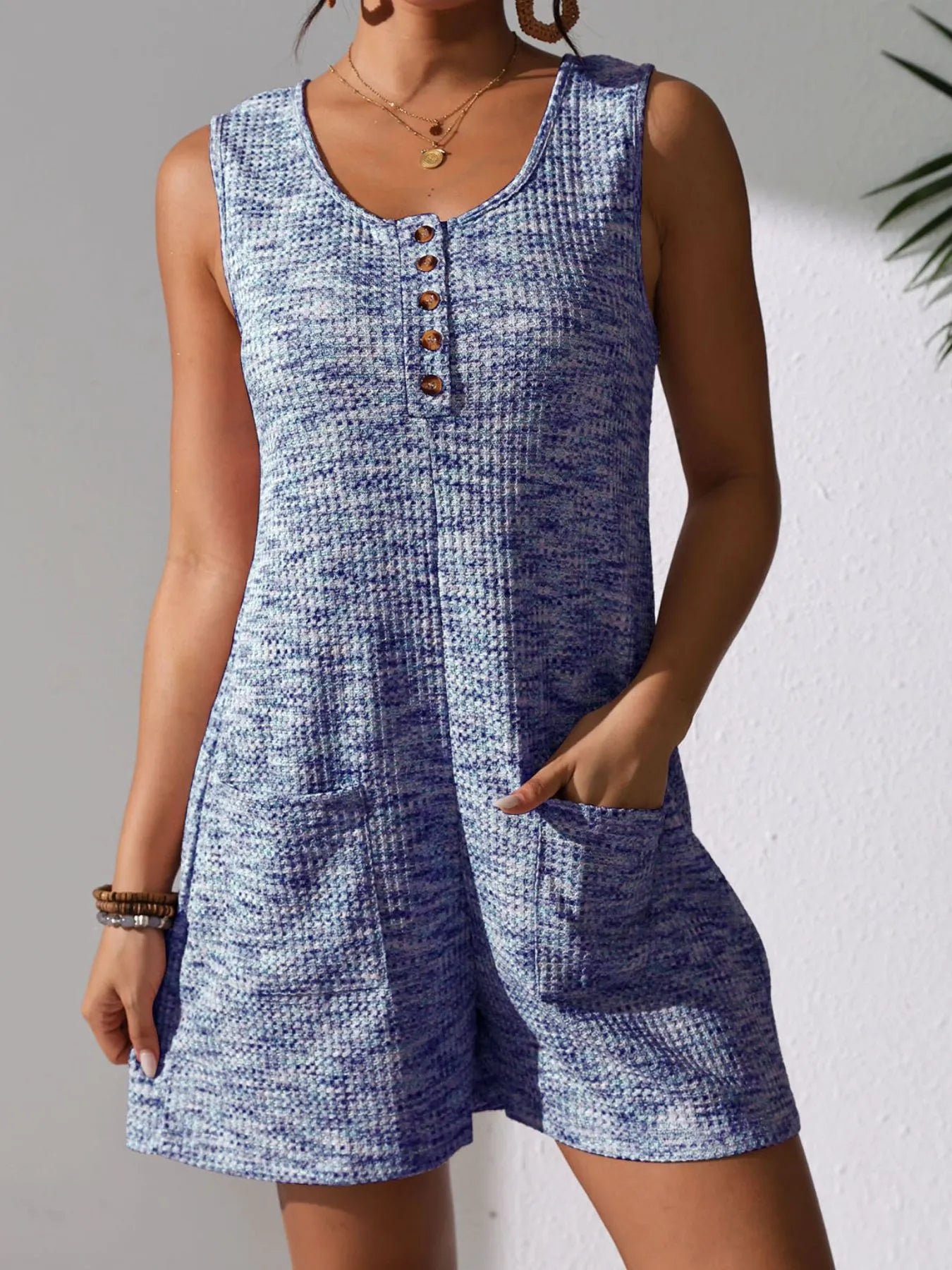 Button Front Romper with Pockets - Liss & Lex