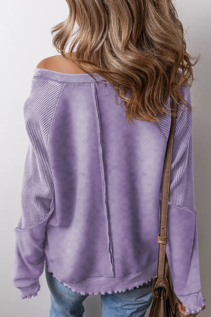 Exposed Seam Long Sleeve Sweatshirt - Liss & Lex