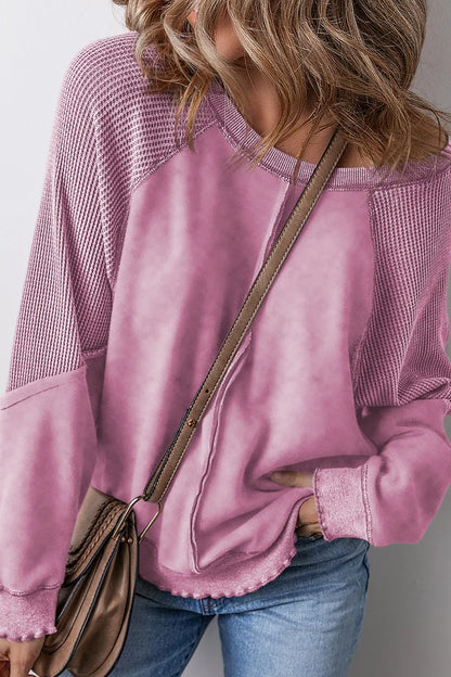 Exposed Seam Long Sleeve Sweatshirt - Liss & Lex