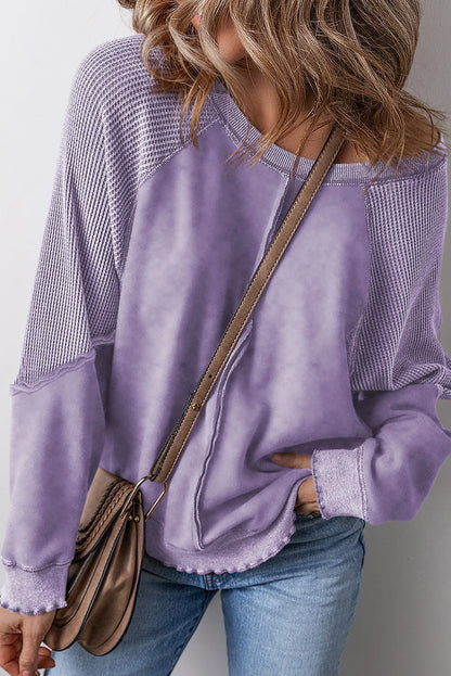 Exposed Seam Long Sleeve Sweatshirt - Liss & Lex