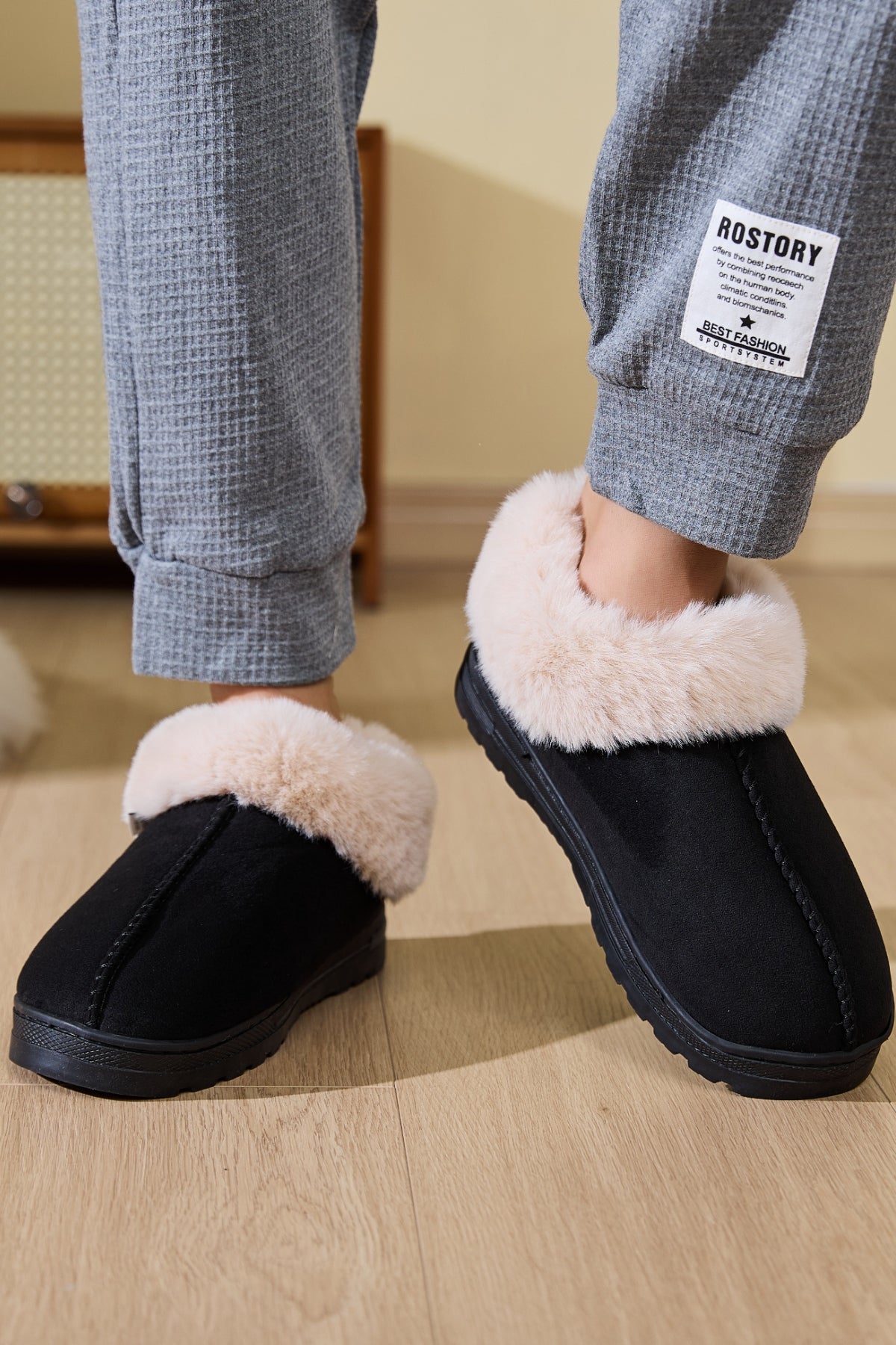 Faux Fur Platform Slippers