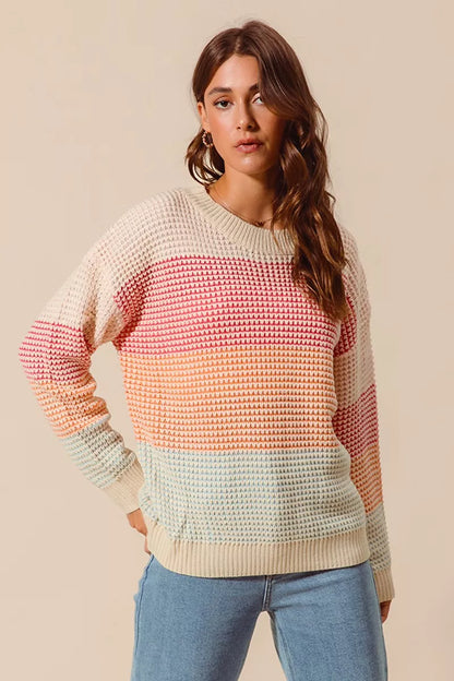 Multi Color Long Sleeve Sweater - Liss & Lex