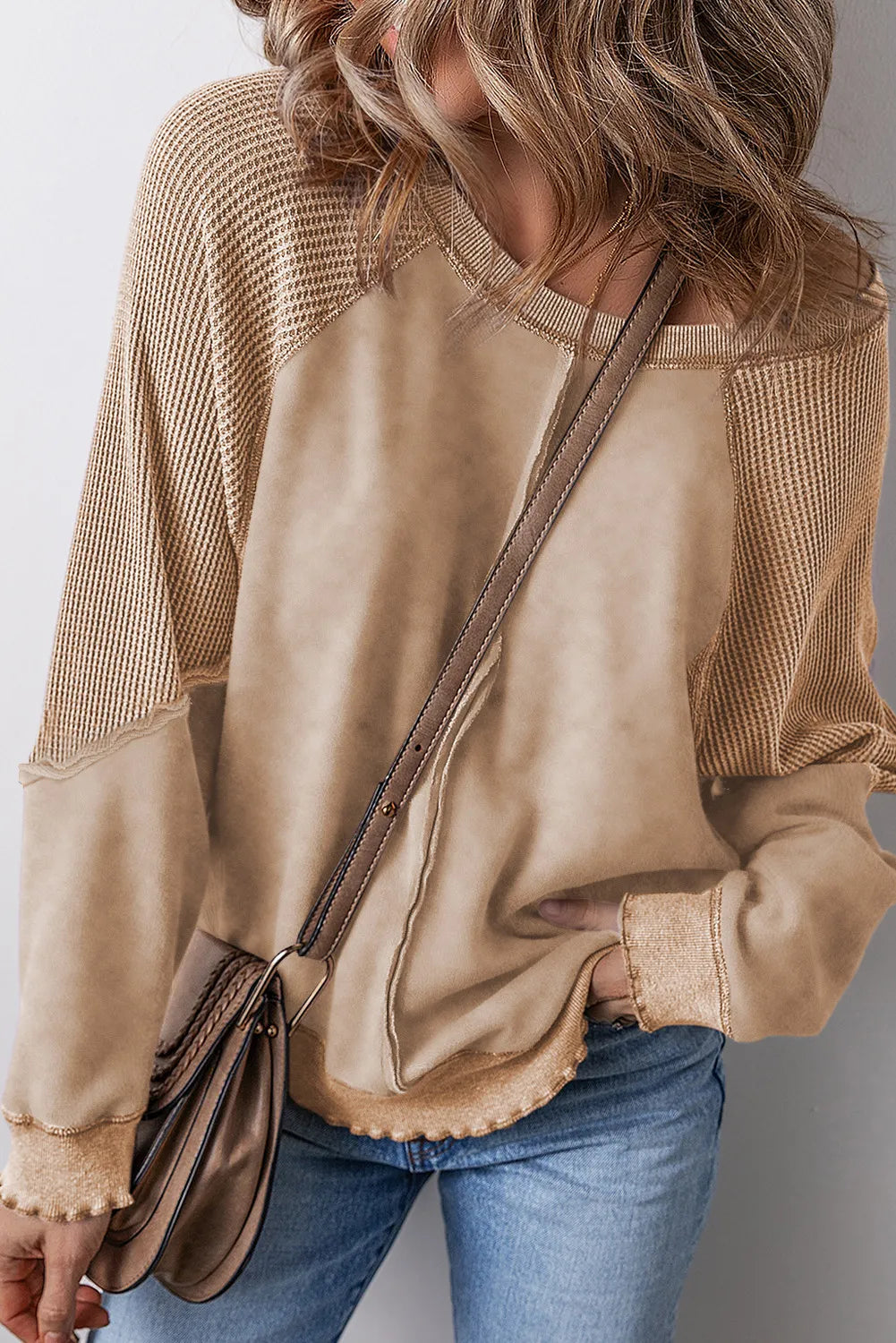 Exposed Seam Long Sleeve Sweatshirt - Liss & Lex