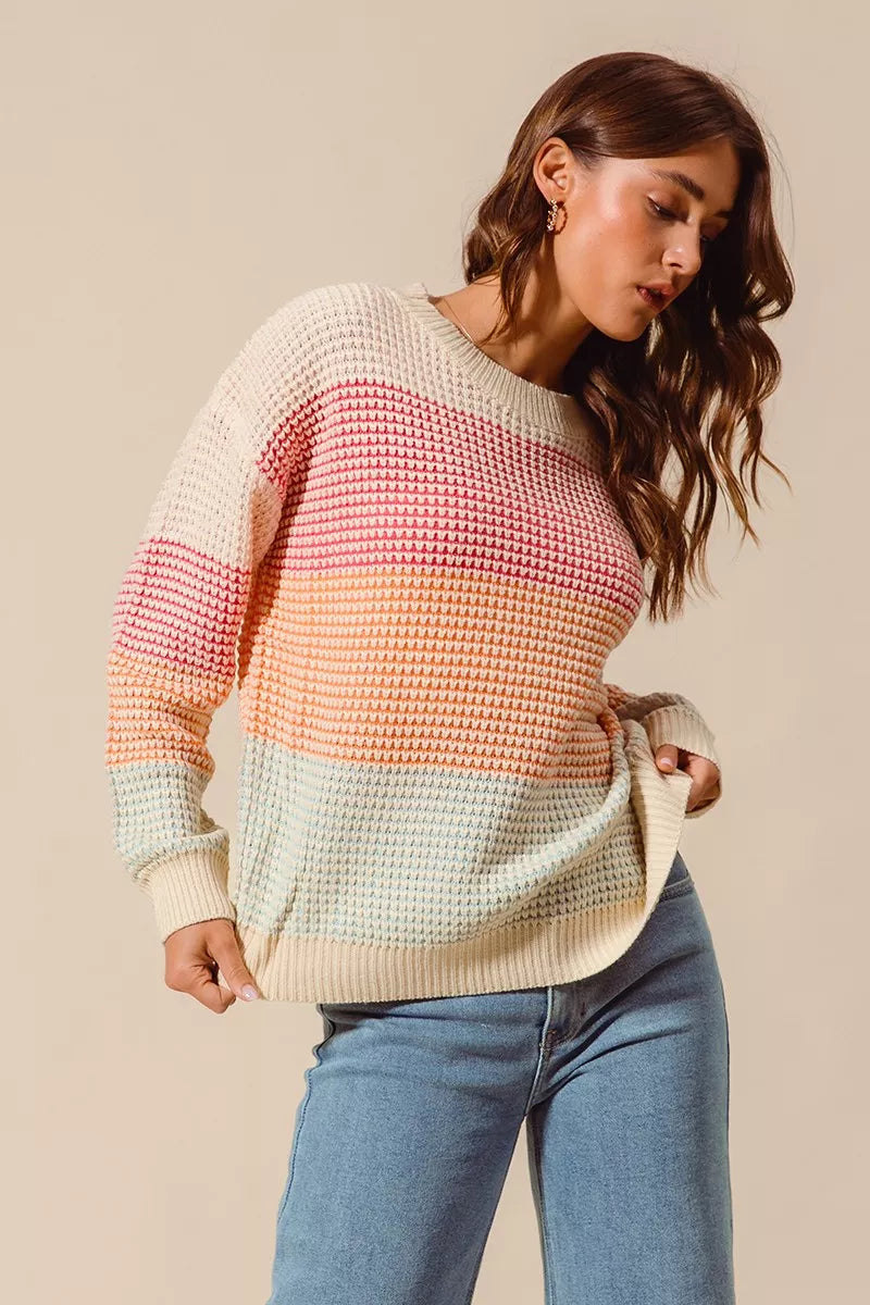Multi Color Long Sleeve Sweater - Liss & Lex