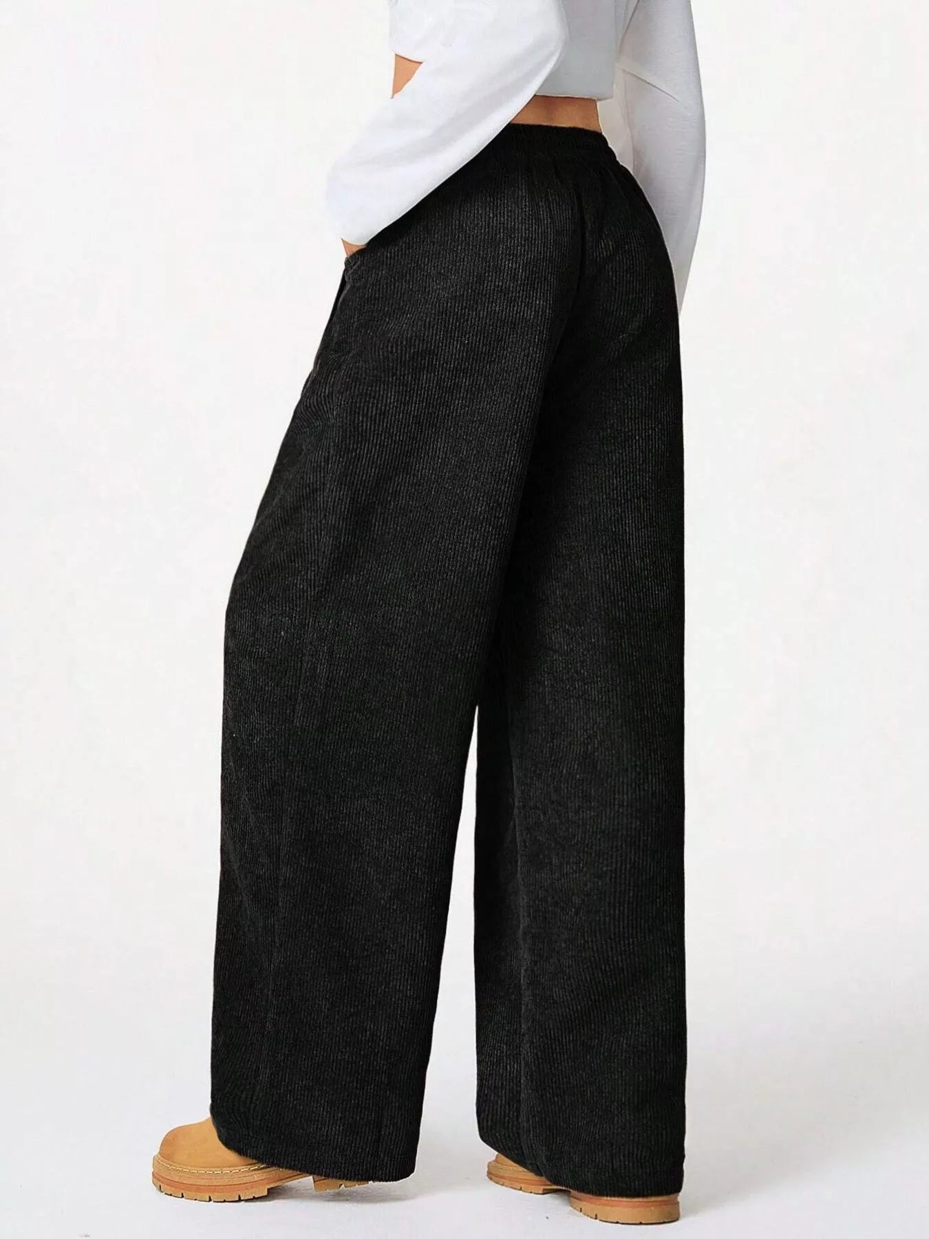 Wide Leg Corduroy Drawstring Pants - Liss & Lex