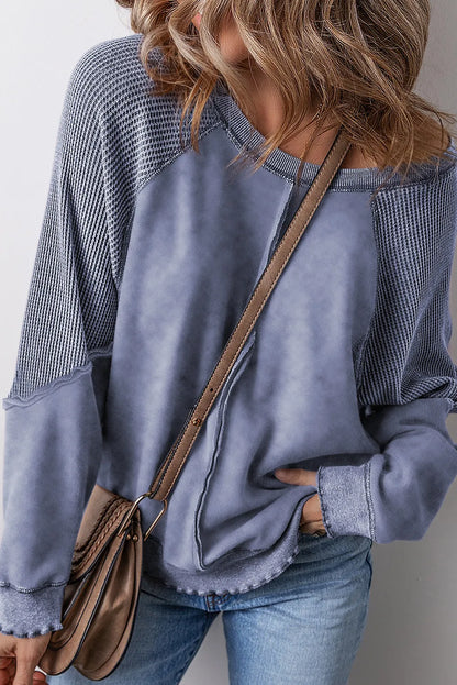 Exposed Seam Long Sleeve Sweatshirt - Liss & Lex