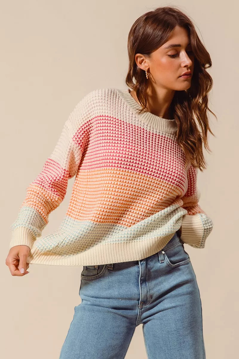 Multi Color Long Sleeve Sweater - Liss & Lex