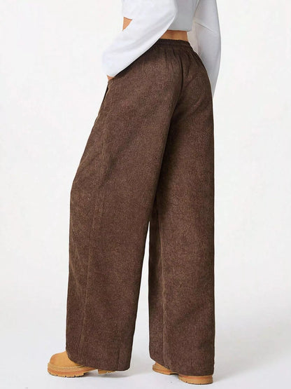 Wide Leg Corduroy Drawstring Pants - Liss & Lex