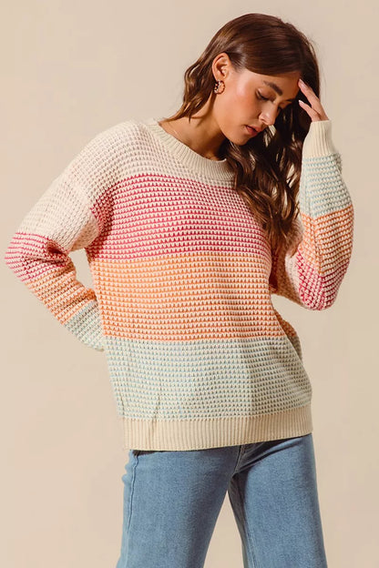 Multi Color Long Sleeve Sweater - Liss & Lex