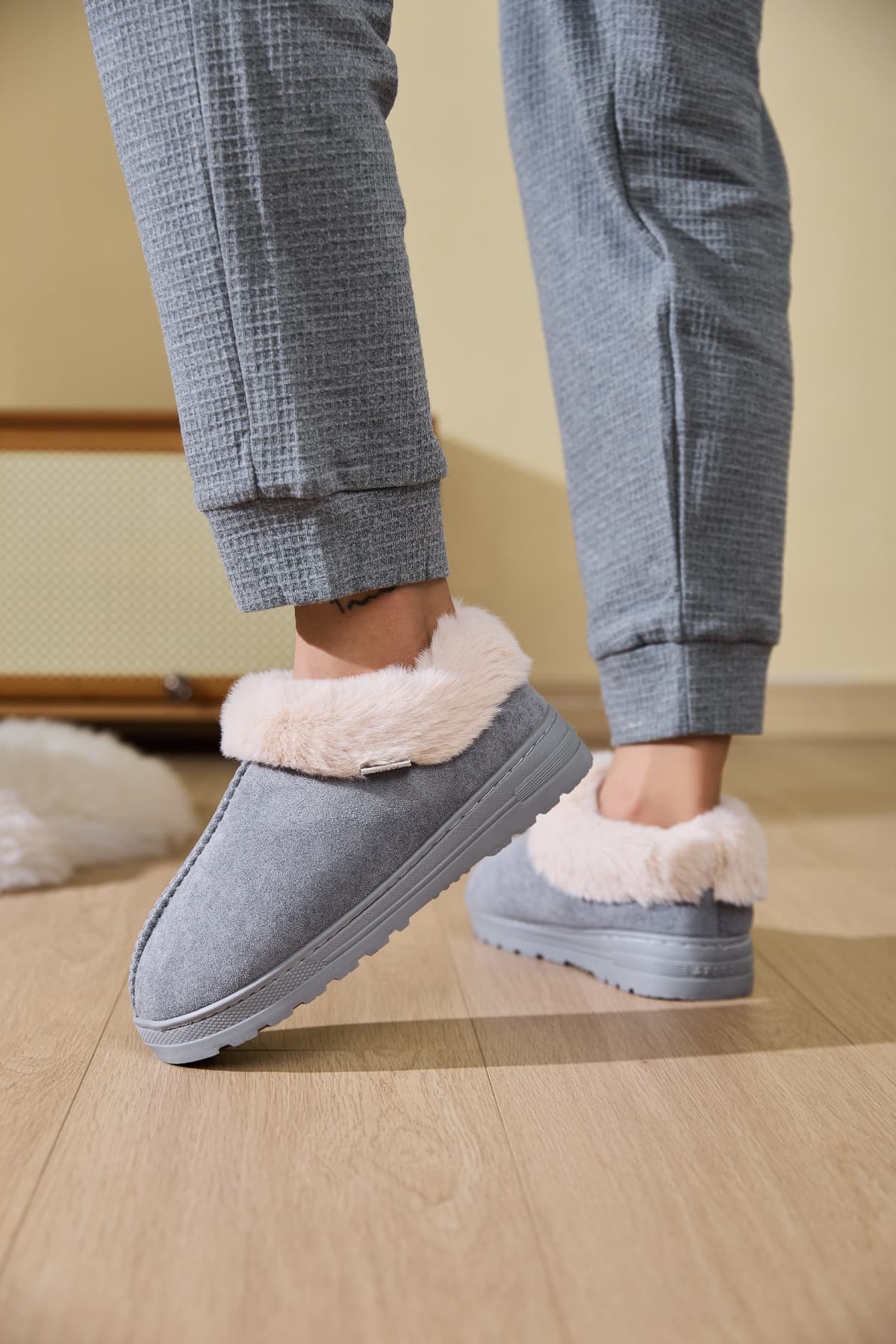 Faux Fur Platform Slippers
