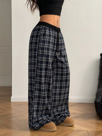 Plaid Wide-Leg Pants - Liss & Lex