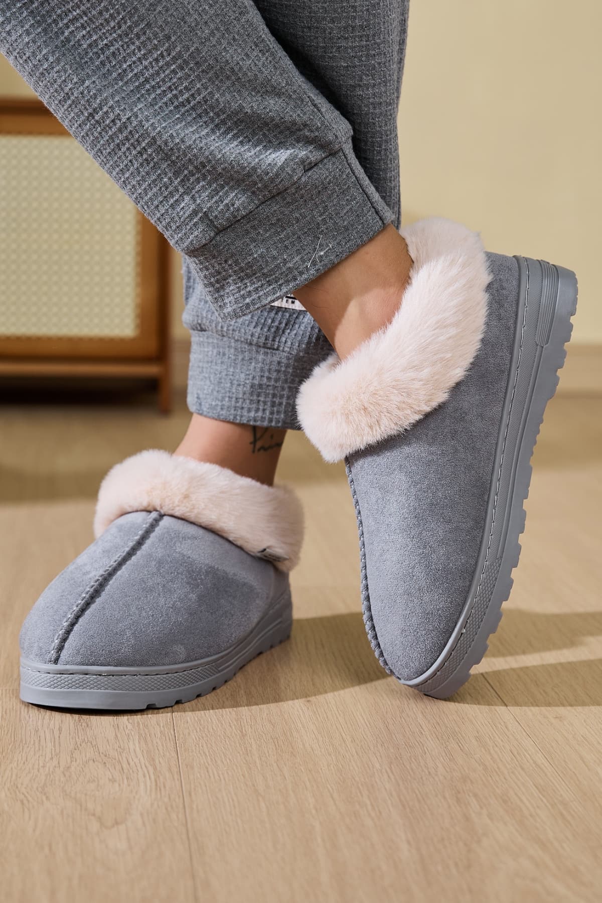 Faux Fur Platform Slippers