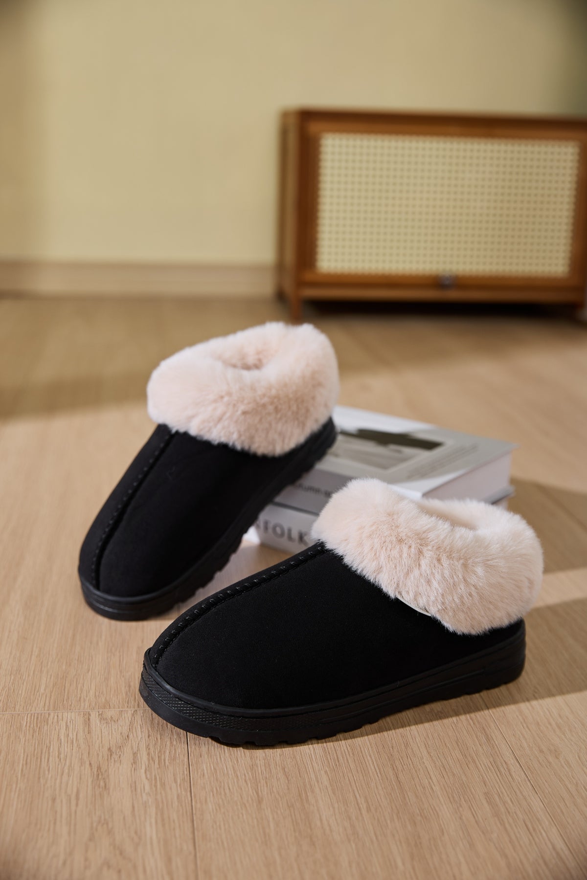 Faux Fur Platform Slippers