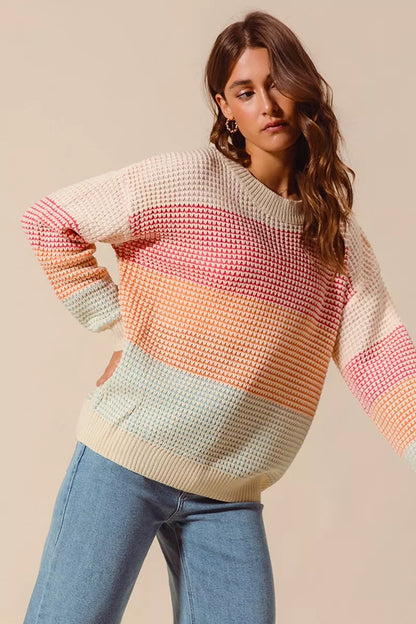 Multi Color Long Sleeve Sweater - Liss & Lex
