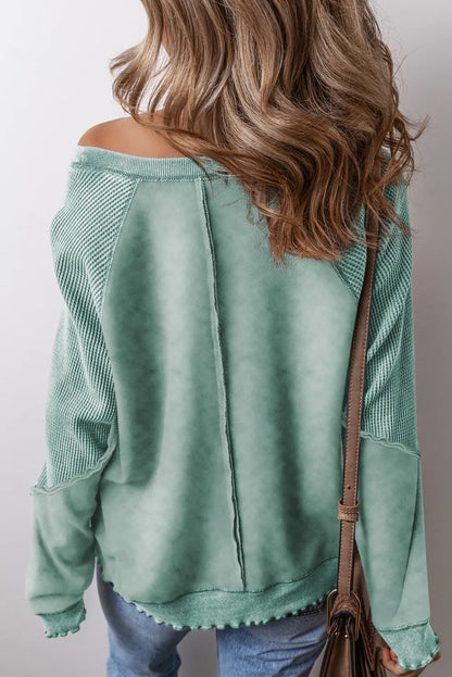 Exposed Seam Long Sleeve Sweatshirt - Liss & Lex