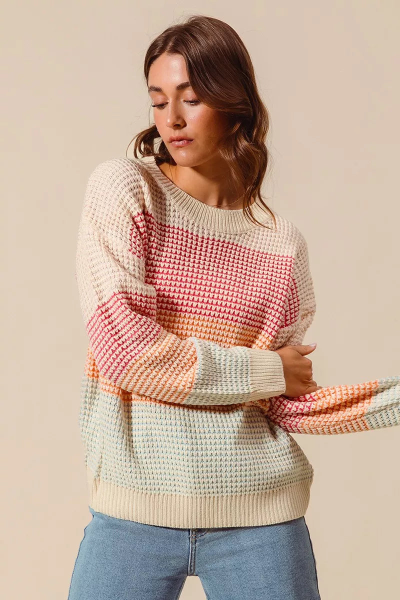 Multi Color Long Sleeve Sweater - Liss & Lex