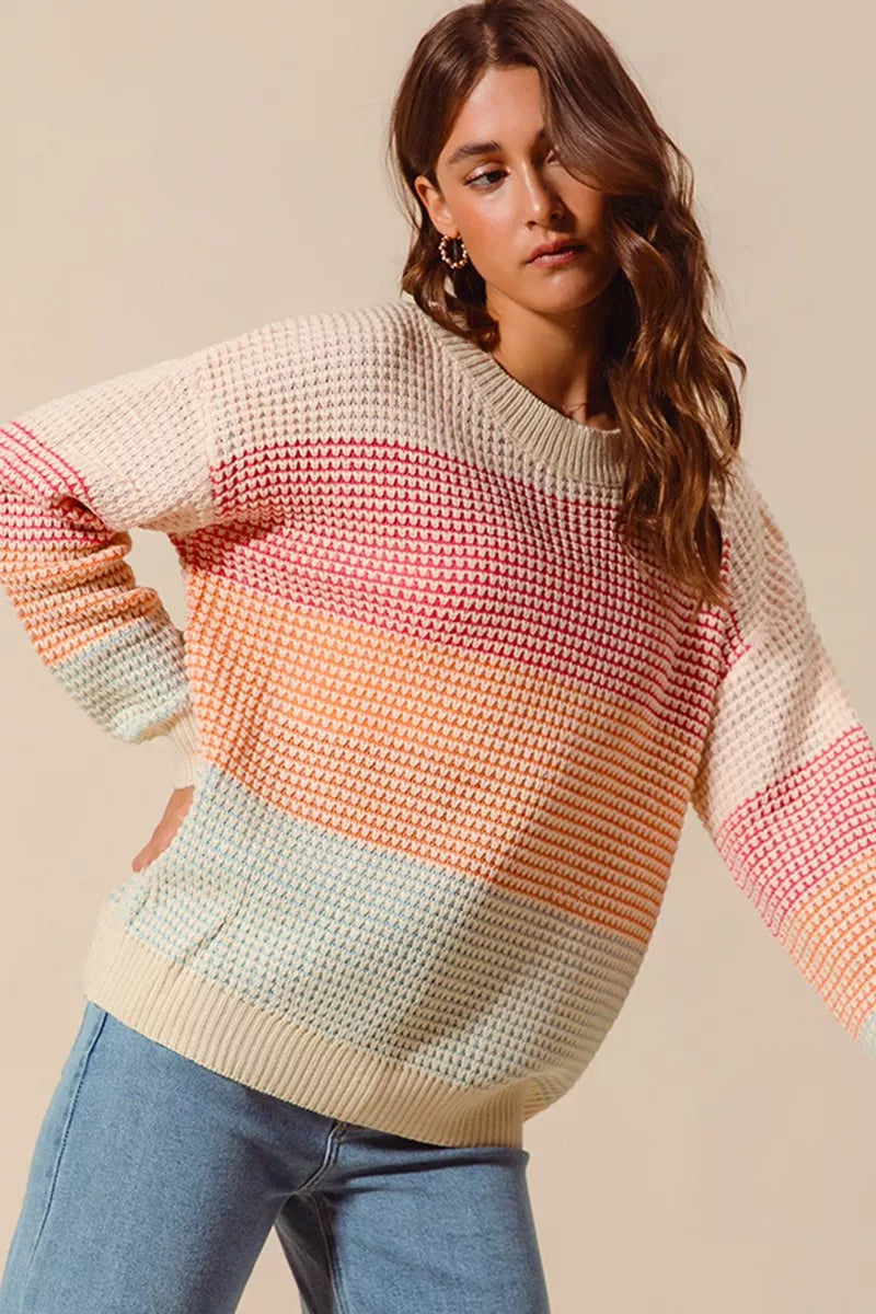 Multi Color Long Sleeve Sweater - Liss & Lex