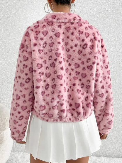 Pink Leopard Furry Jacket - Liss & Lex