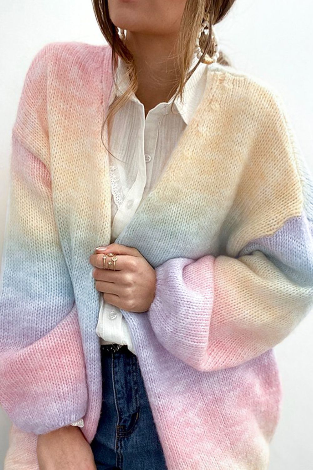 Gradient Open Front Soft Cardigan