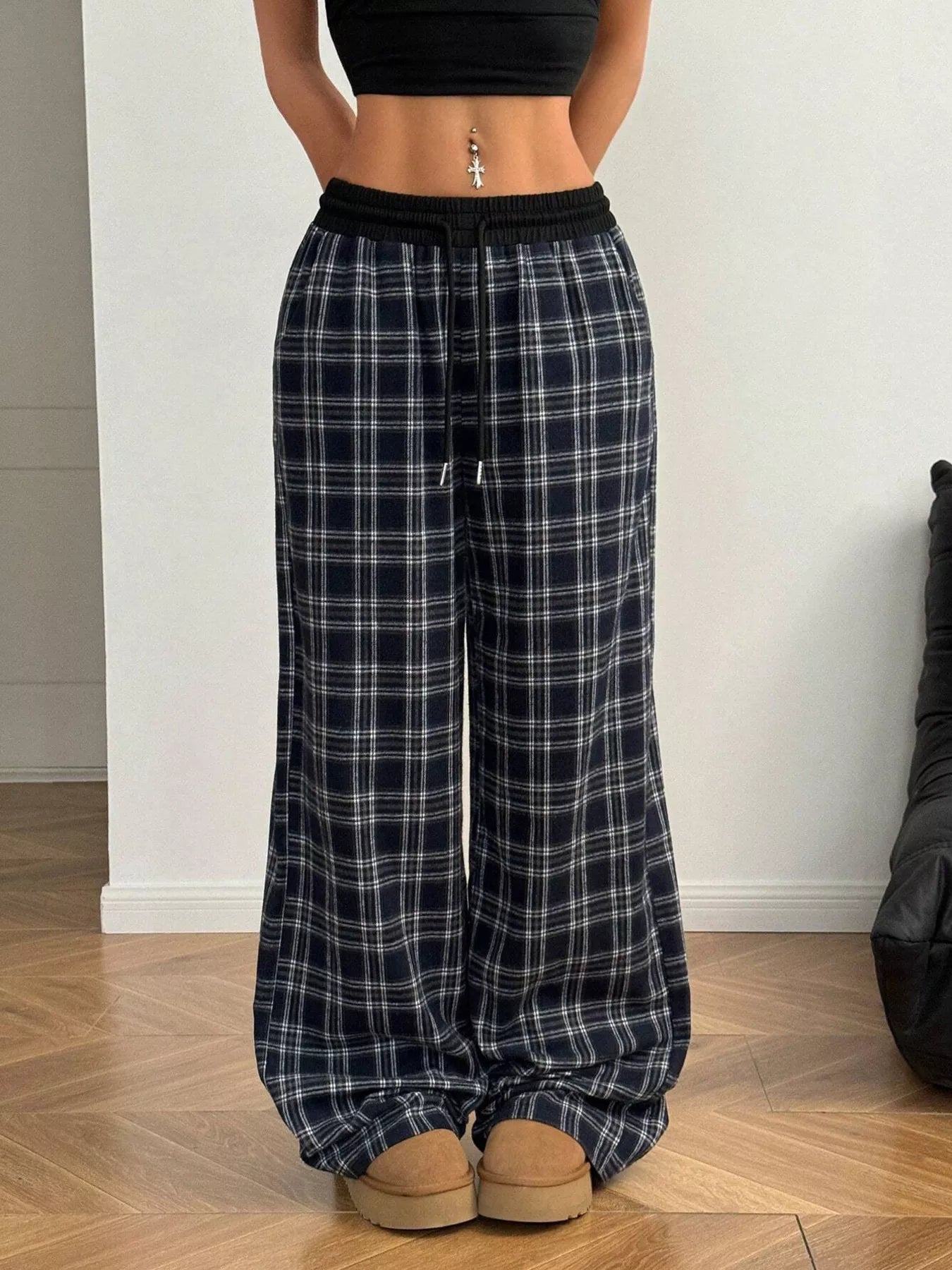 Plaid Wide-Leg Pants - Liss & Lex