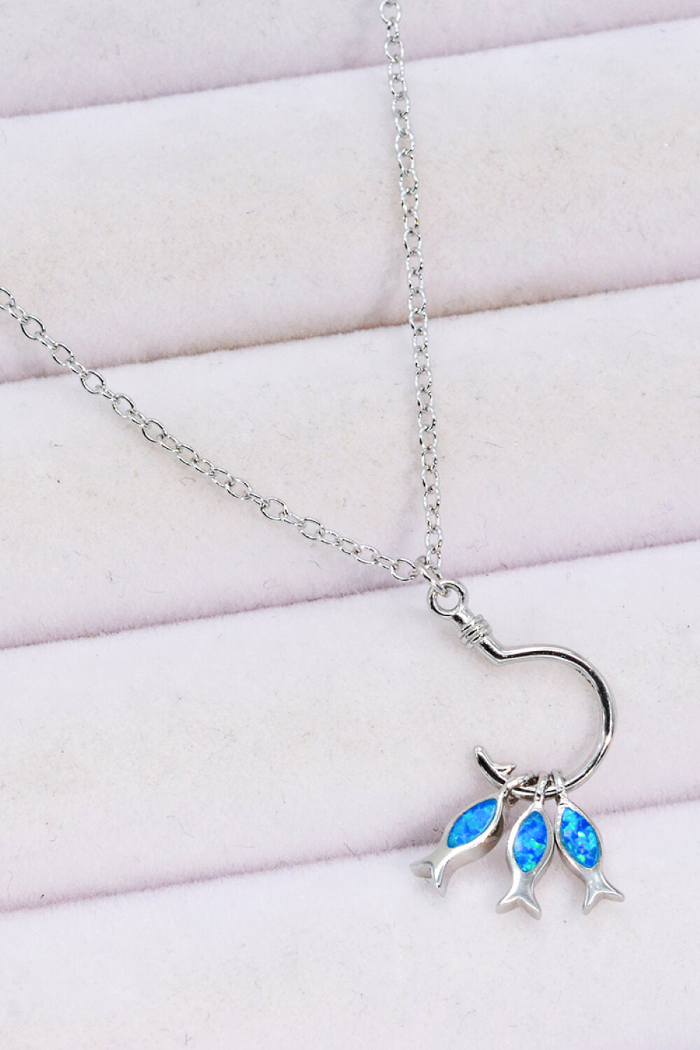 Opal Fish On A Hook Necklace