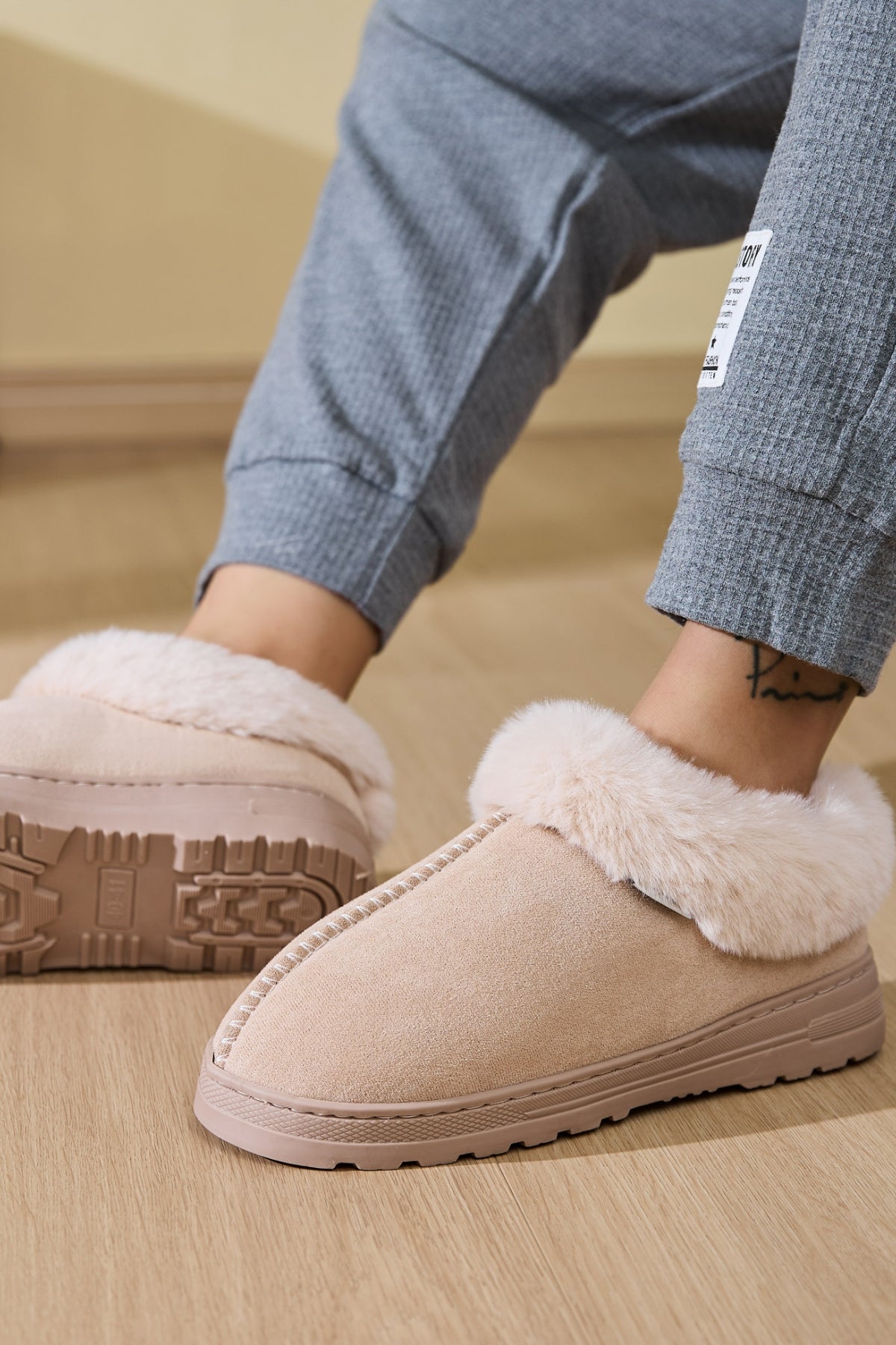 Faux Fur Platform Slippers