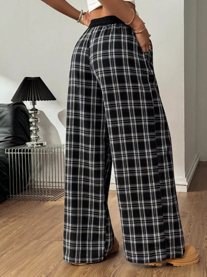 Plaid Wide-Leg Pants - Liss & Lex