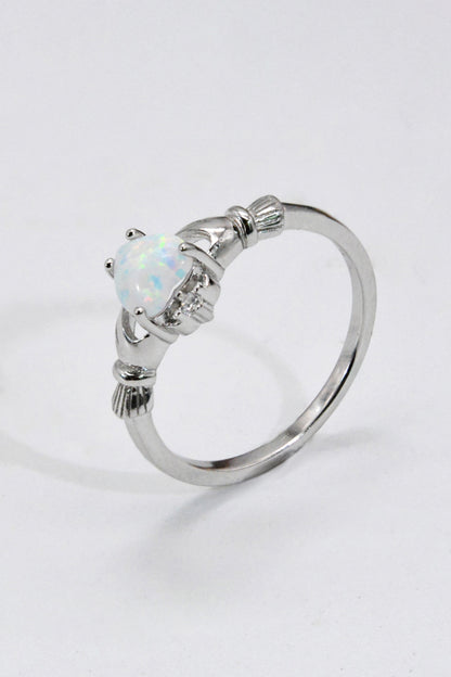Claddagh Opal Heart Ring