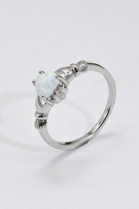 Claddagh Opal Heart Ring