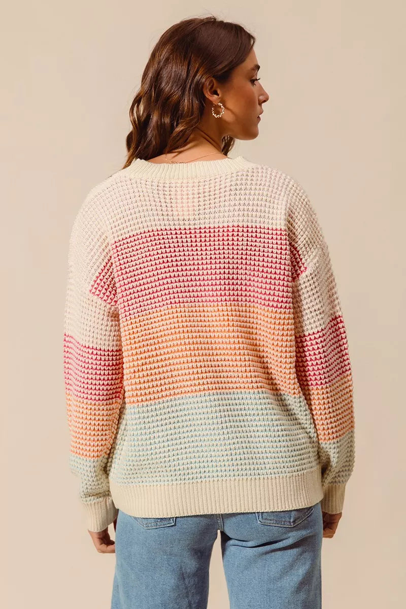 Multi Color Long Sleeve Sweater - Liss & Lex