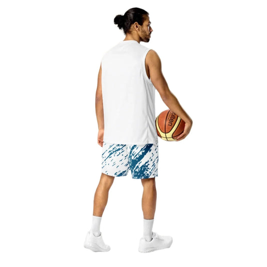Blue Splatter Mesh Shorts - Liss & Lex