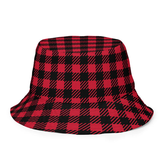 Red Plaid Reversible Bucket Hat - Liss & Lex