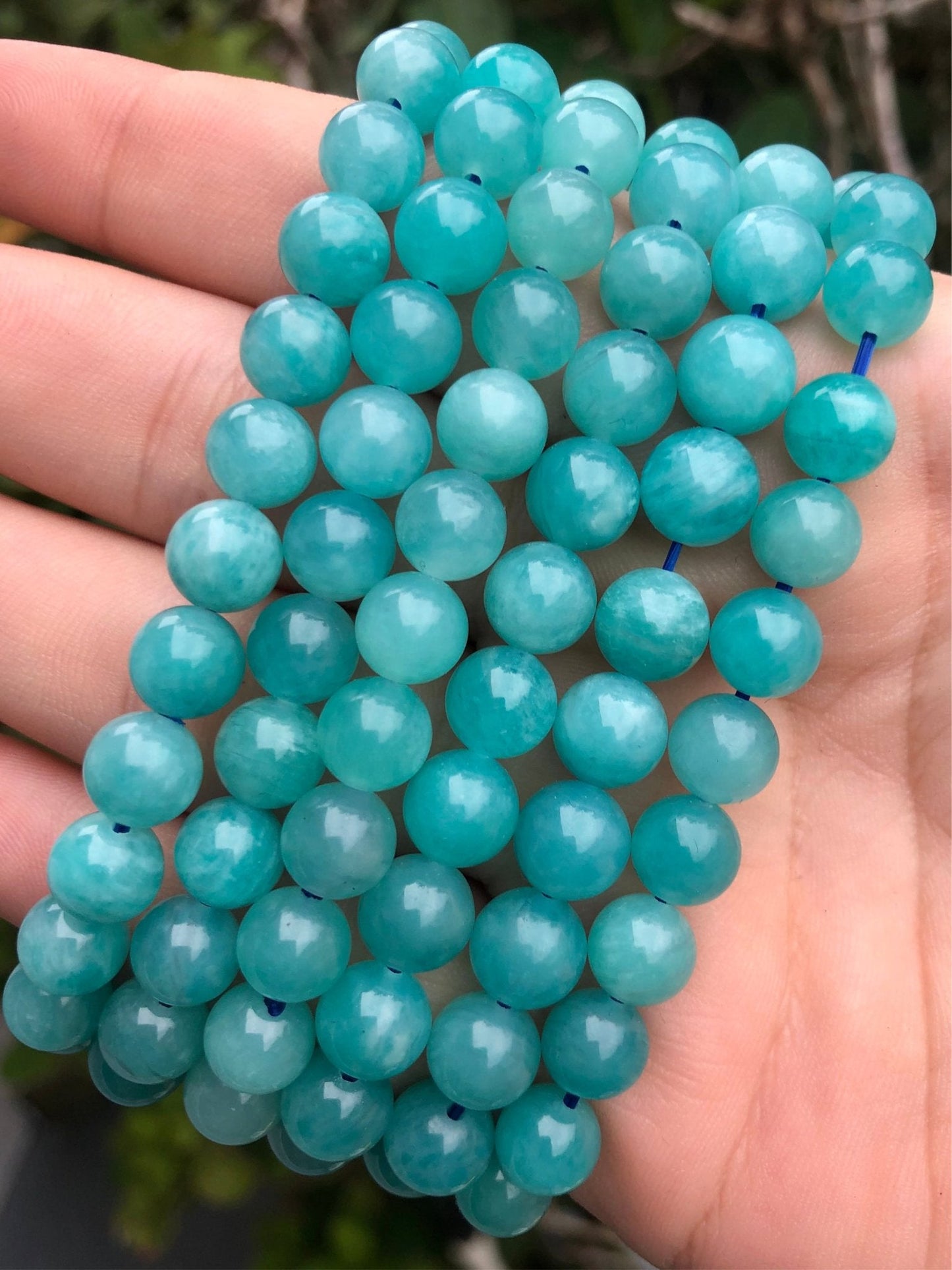 Amazonite 8mm Bead Bracelet – Stretch Cord, Calming Energy - Liss & Lex