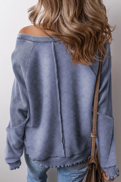 Exposed Seam Long Sleeve Sweatshirt - Liss & Lex
